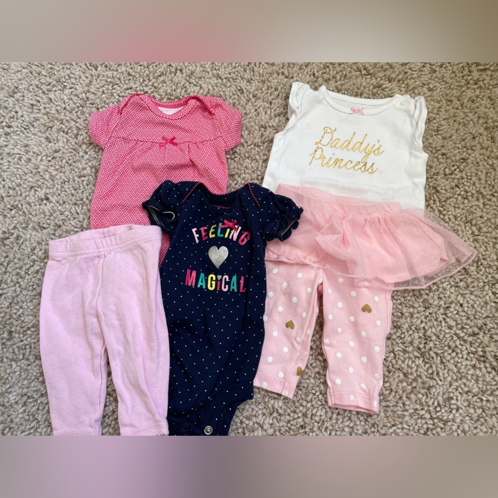 Newborn baby girl clothes bundle- newborn pants, onesies outfit
